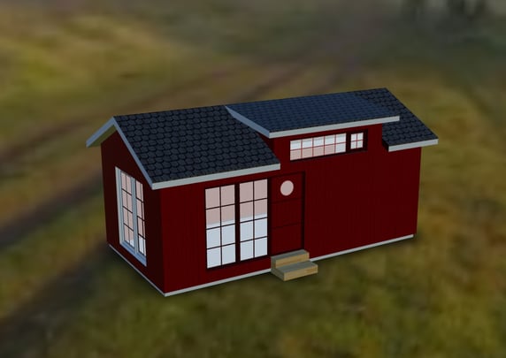 Exteriör av byggnaden Attefallshus Röd